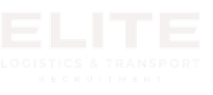 Elite Logistics & Transport Recruitment logo. Light gray text on white background.