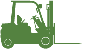 Green forklift silhouette.