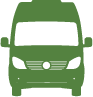 Green van, front view.