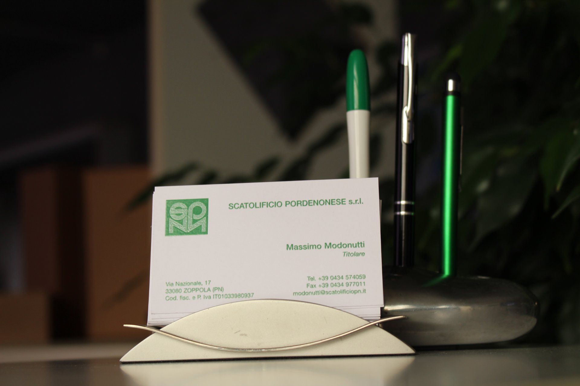 biglietto da visita dell'azienda