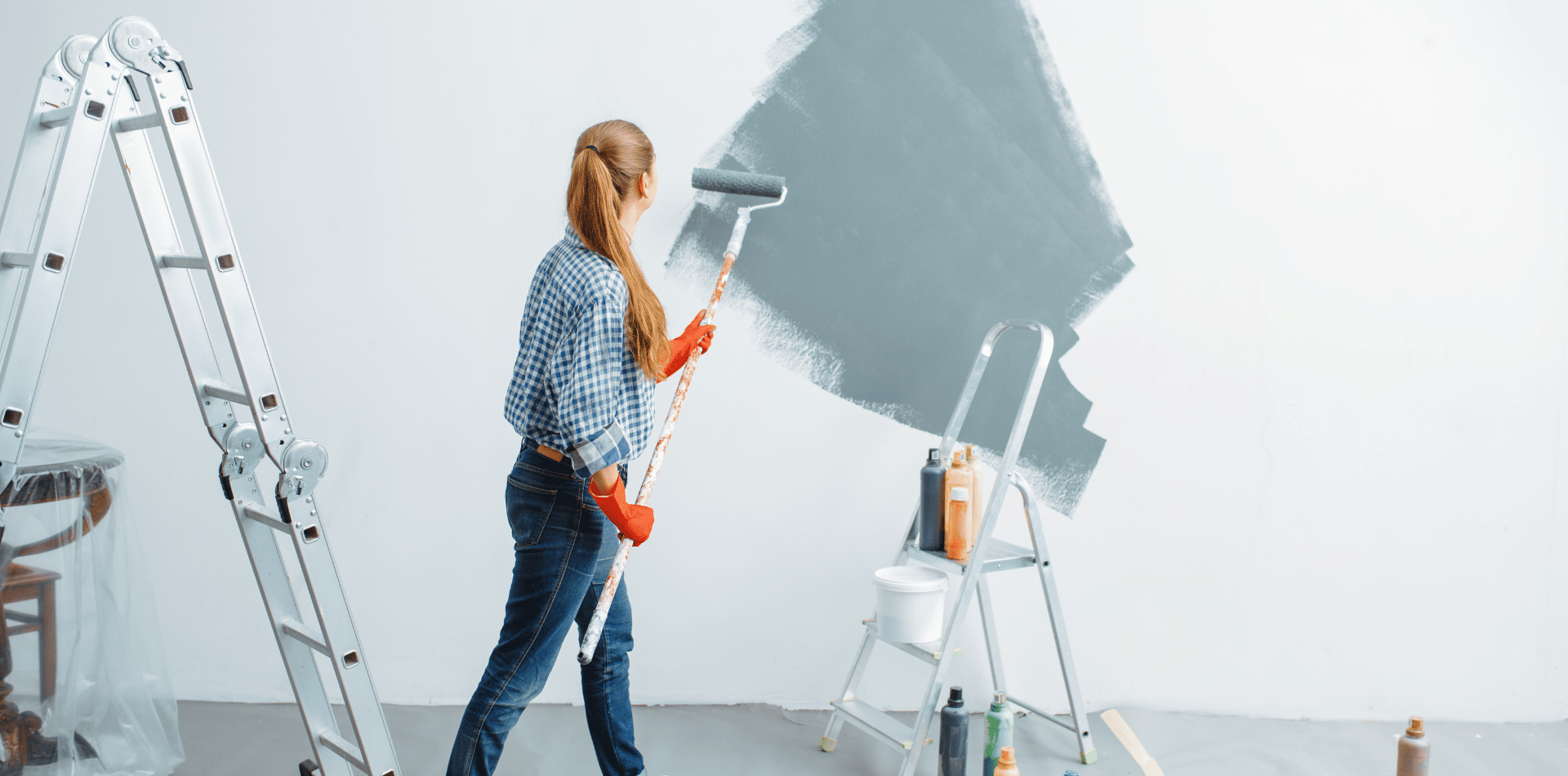 woman DIY wall painting