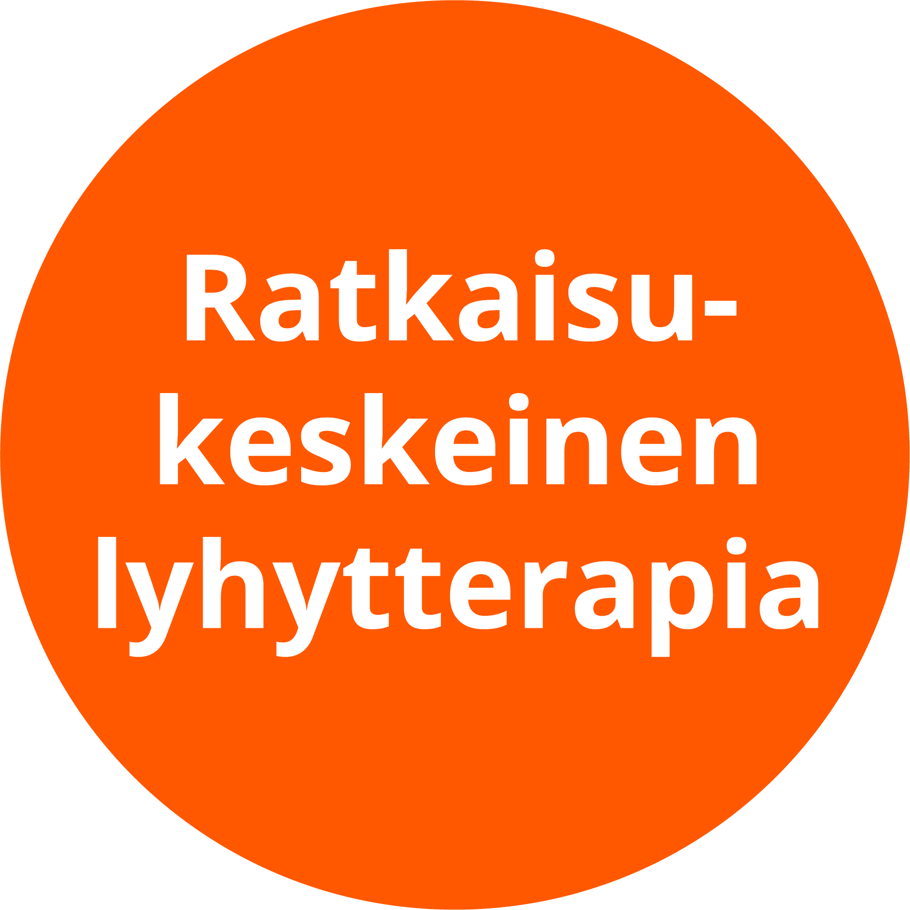 An orange circle that says ratkaisu keskeinen lyhyterapia