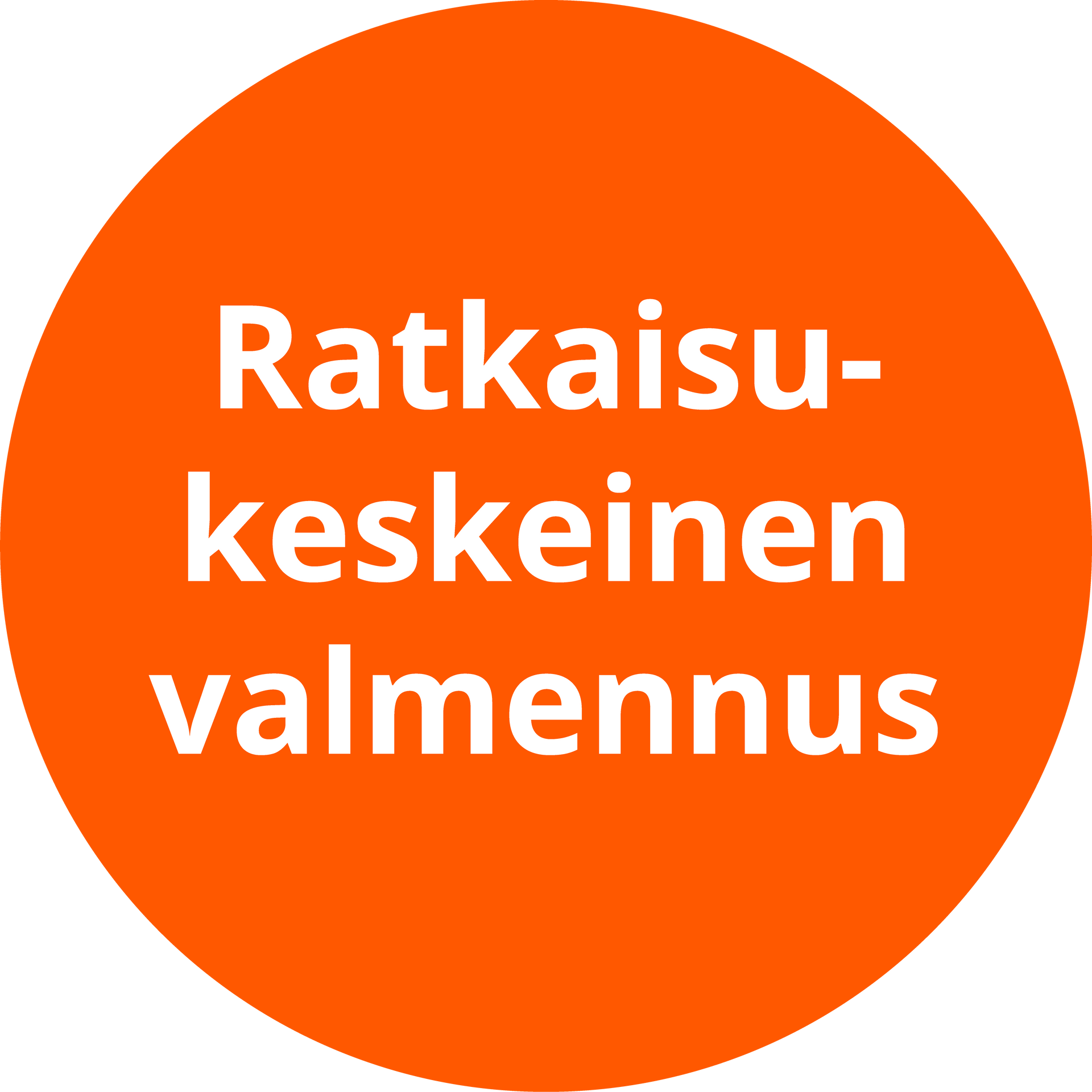 An orange circle that says ratkaisu keskeinen valmennus