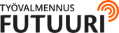 A black and orange logo for a company called Työvalmennus Futuuri