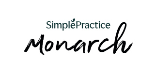 SimplePractice Monarch logo in black and teal on a white background