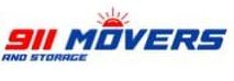 The logo for 911 movers and storage has a sun on it.