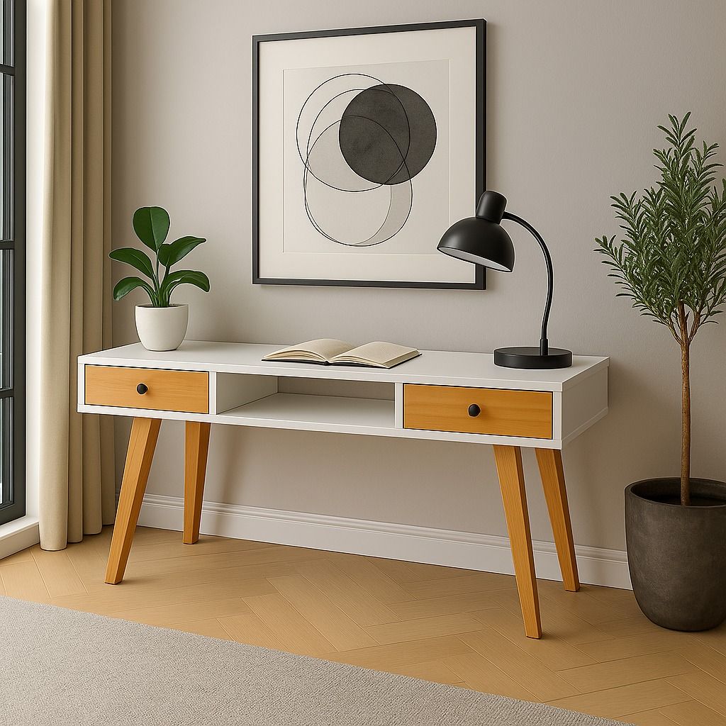 Escritorio Retro o Nordico 2 cajones y 1 hueco. Medida 120 de ancho x 40 de profundo y 80 de alto