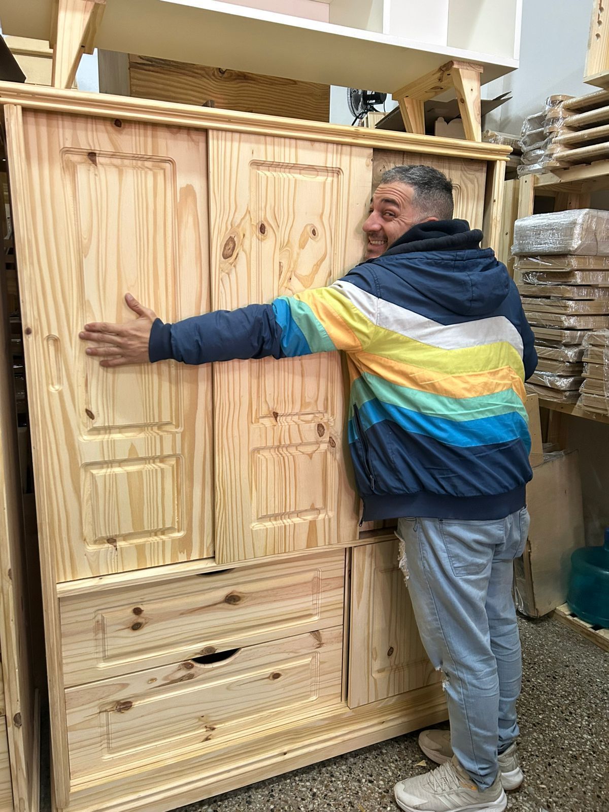 Ropero Eco de pino 3 puertas corrediza