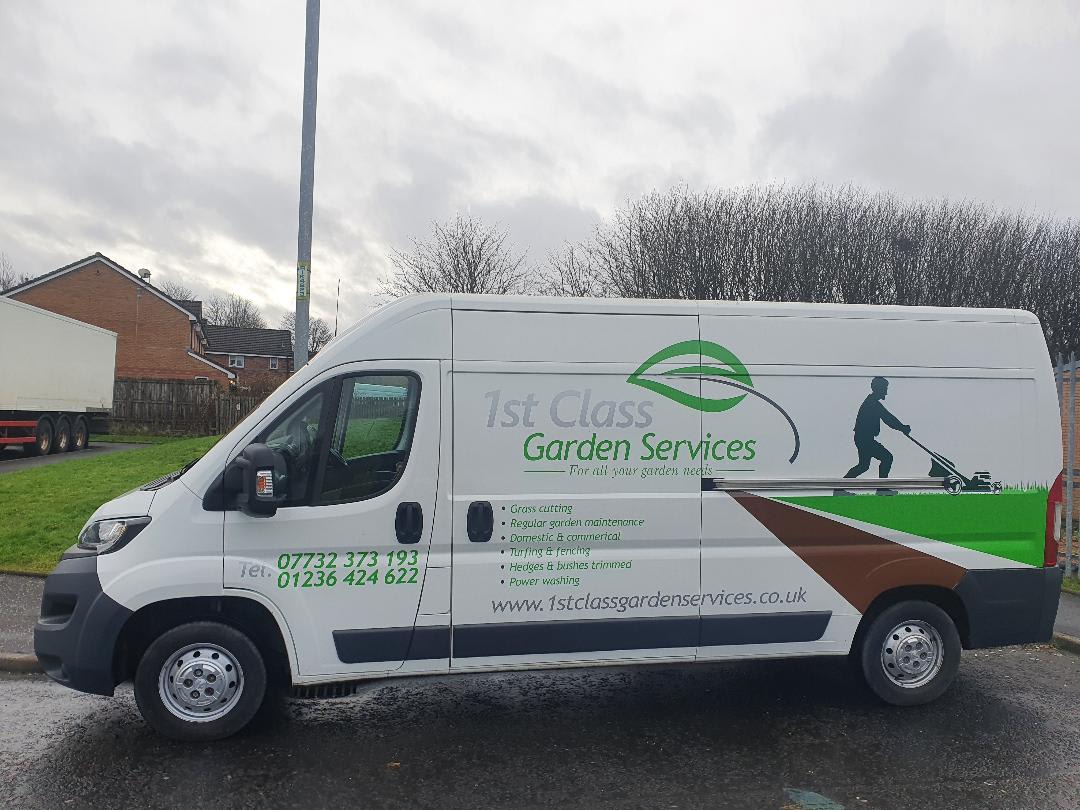 side shot of company van