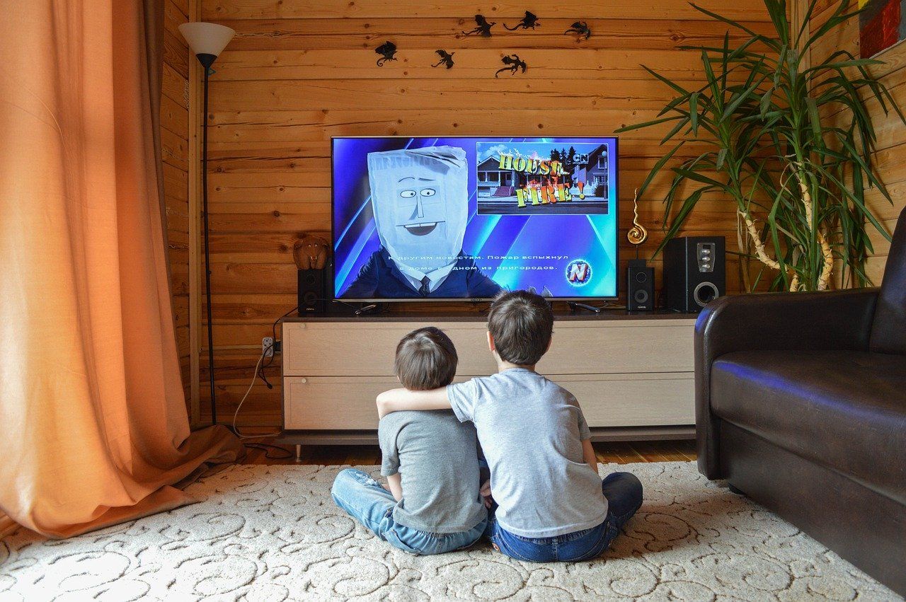 image of two boys watching TV