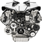 A close up of a car engine on a white background. | Sunset Tire and Auto Repair