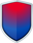 A red and blue shield with a silver frame on a white background. | Safari Automotive