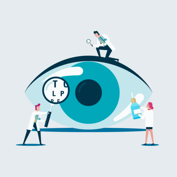 Two male Optometrist and one female optometrist checking the eye— Optometrist in Wallsend, NSW