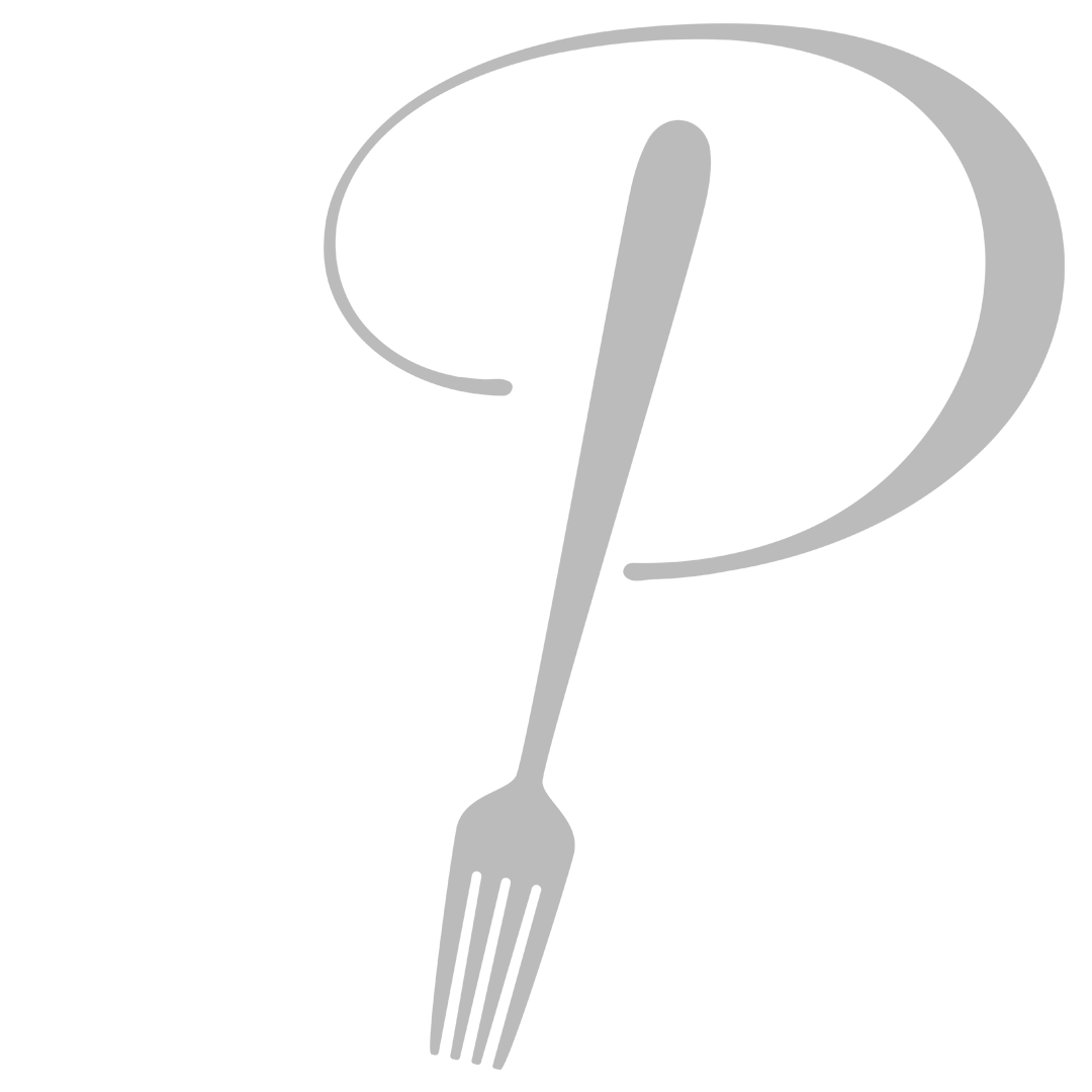 Forchetta d'argento che forma la lettera 