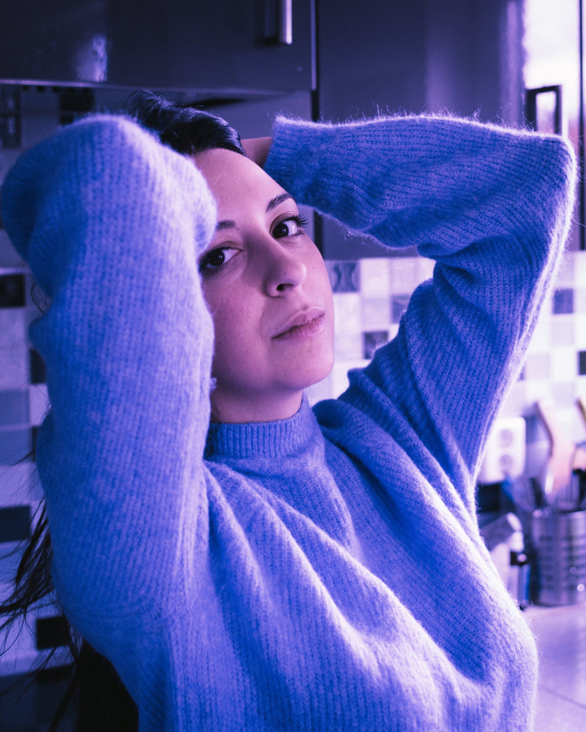 colorful beautiful woman portrait in Rotterdam Netherlands with natural lights