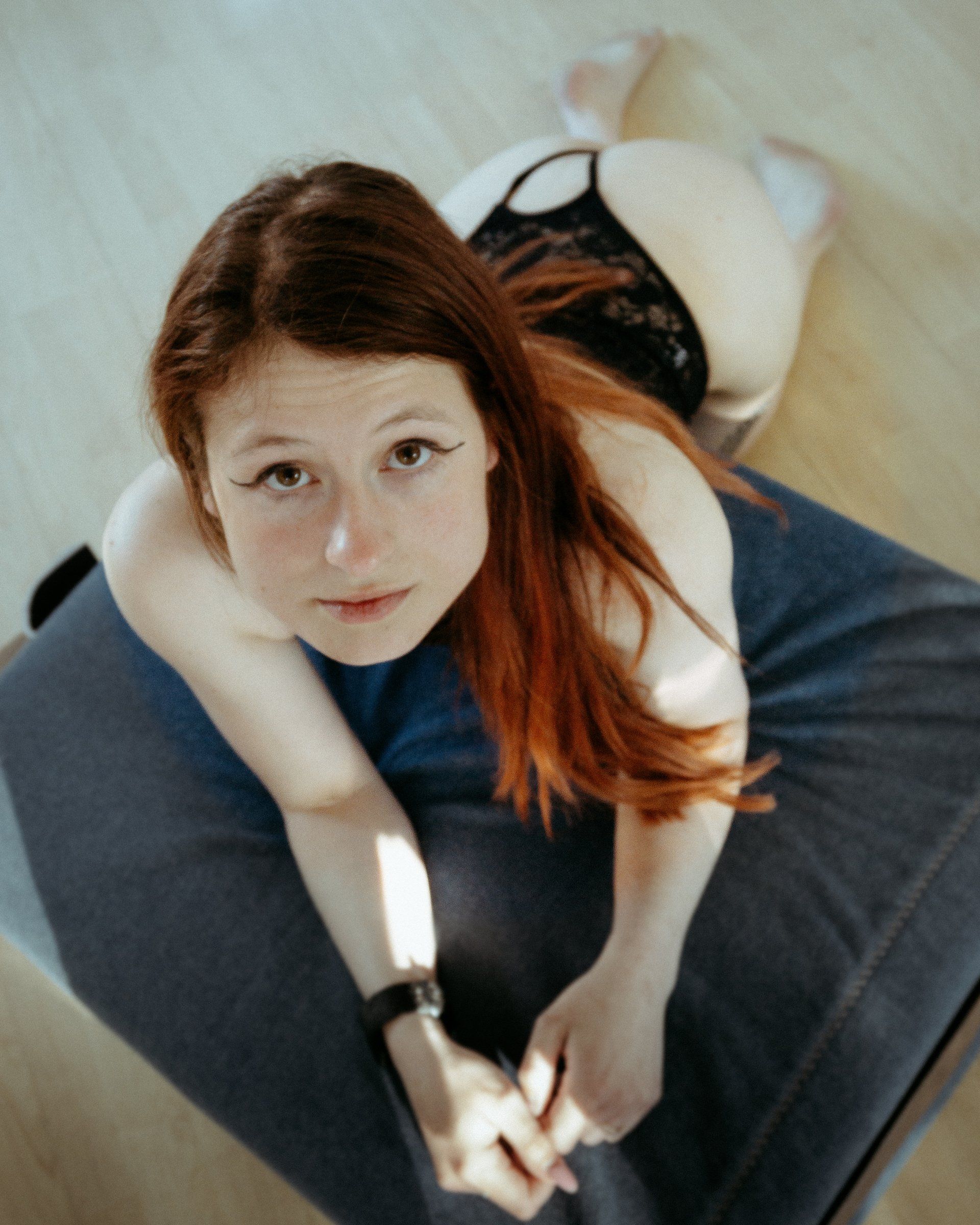 dutch beautiful sexy model with black lingerie colorful boudoir photo