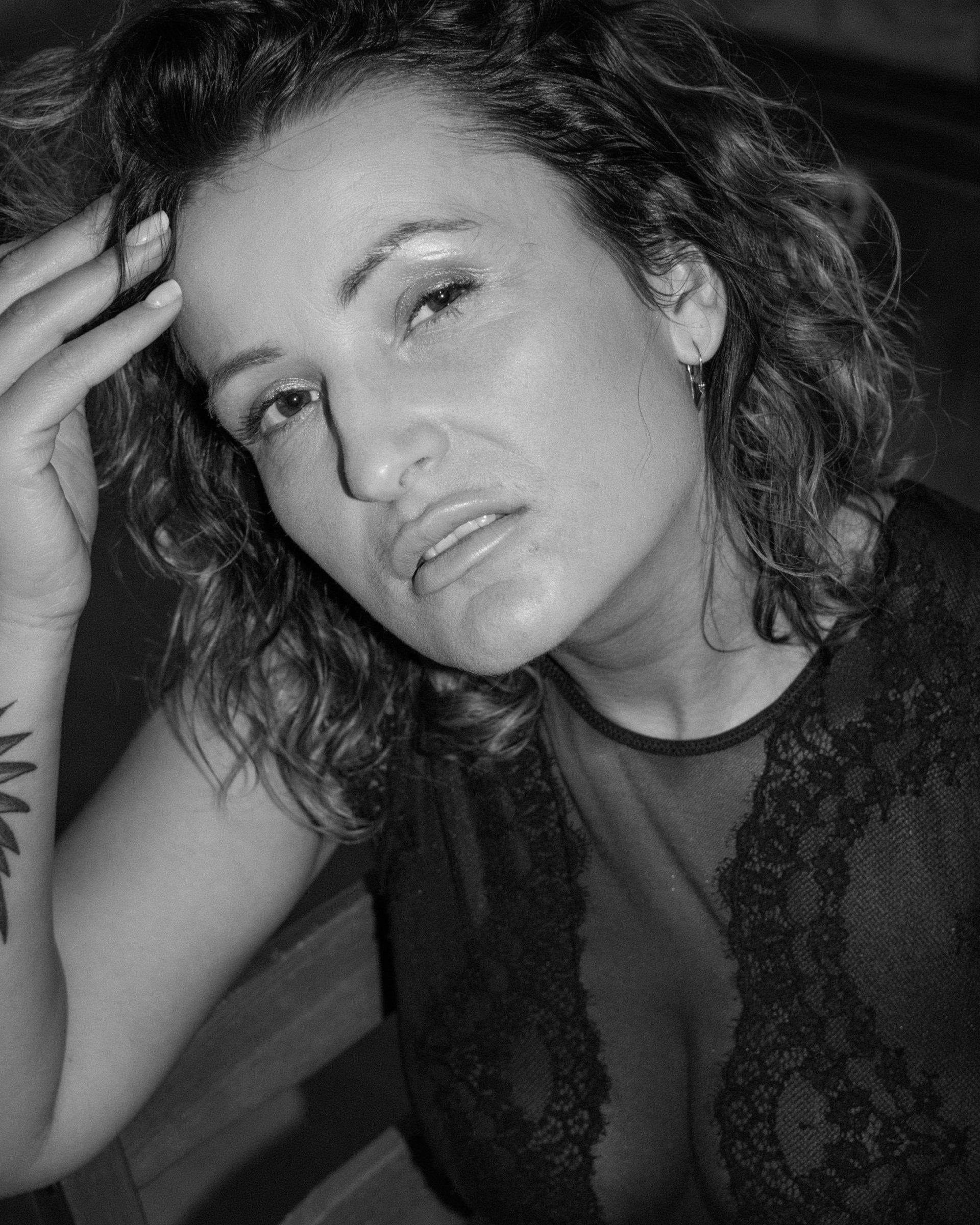 beautiful woman portrait in black and white