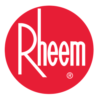 A red circle with the word rheem on it