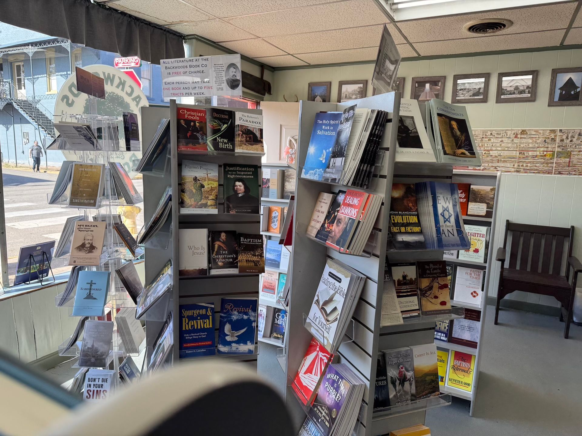 rotating book displays at the backwoods book company