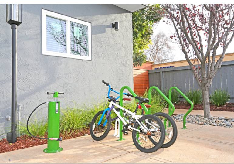 Bike rack outside building