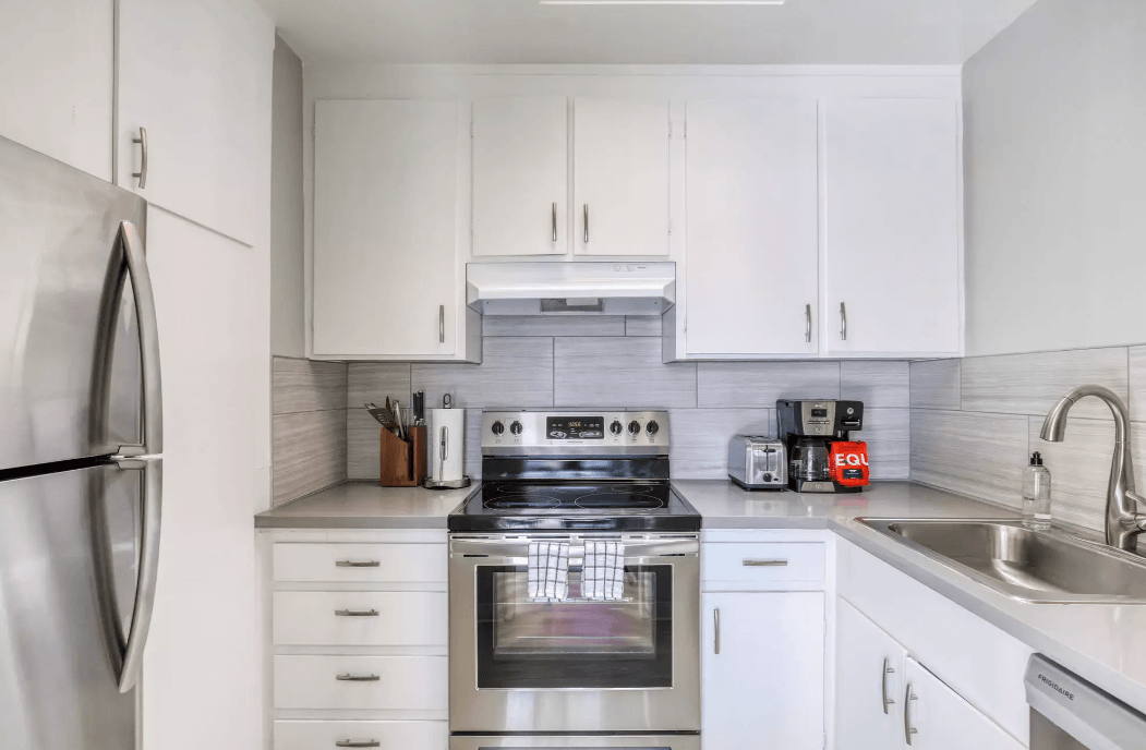 Updated kitchen with stainless steel appliances