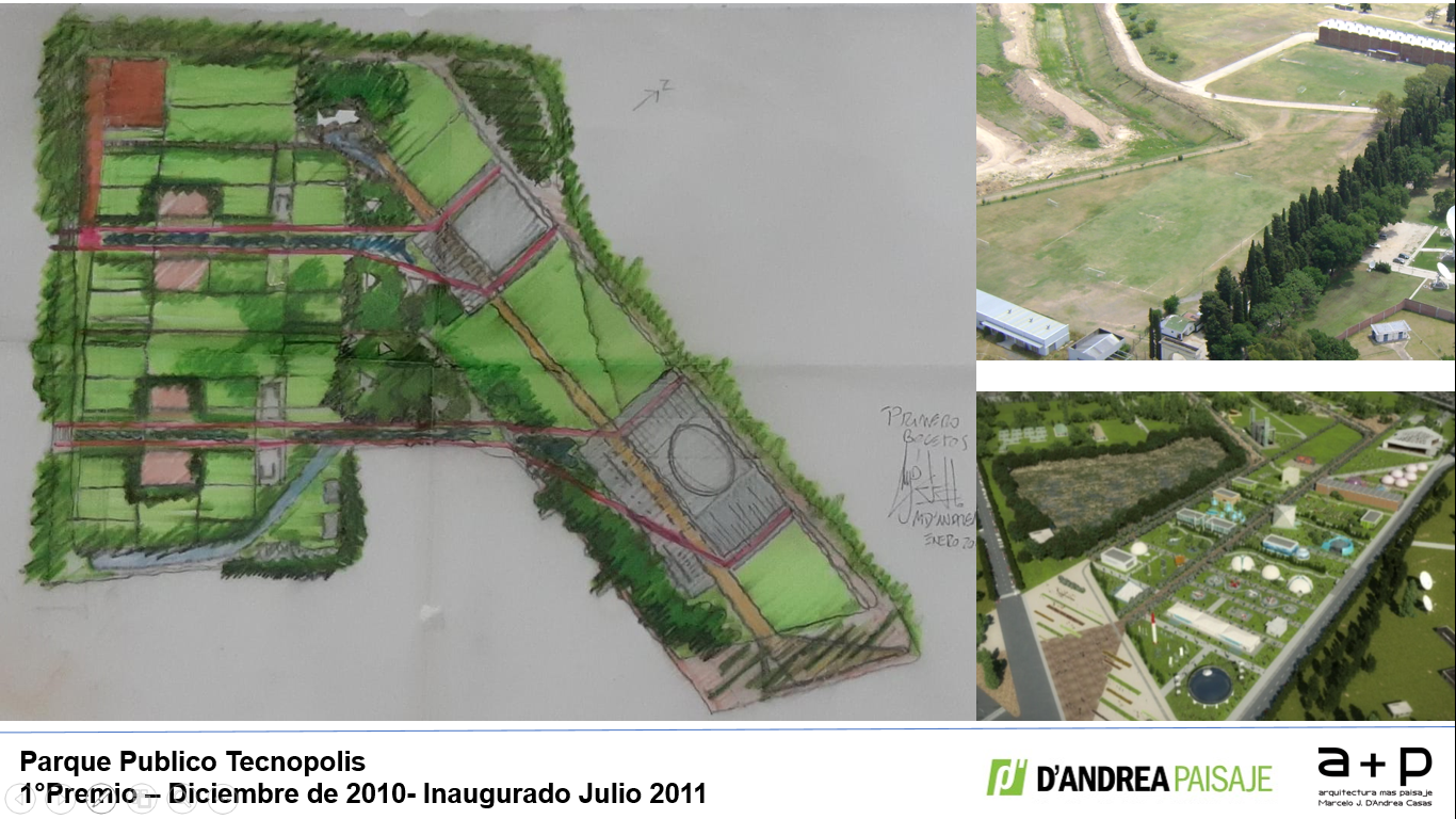 Una vista aérea de un parque y un dibujo del mismo.
