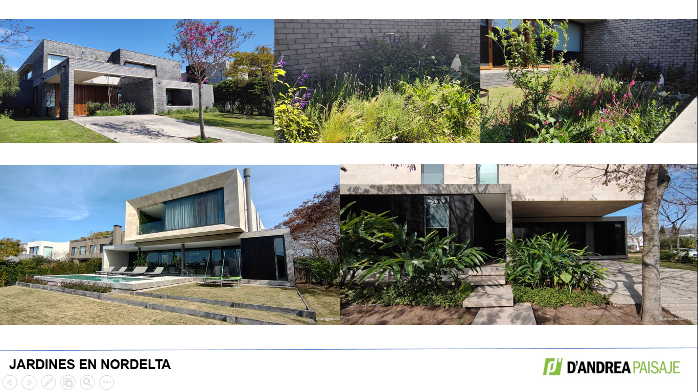 Una imagen de una casa con las palabras jardines en nordelta en la parte inferior.