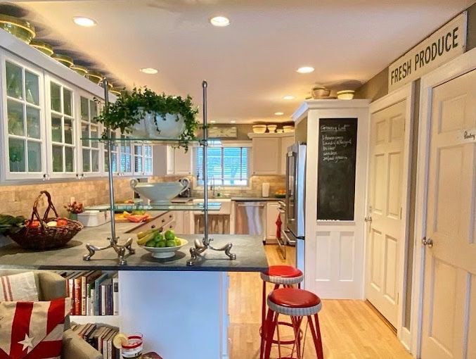 A kitchen with a sign that says fresh produce