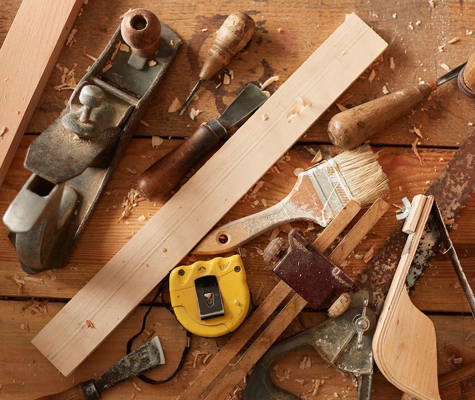 Carpenter Tools And Sample Wood