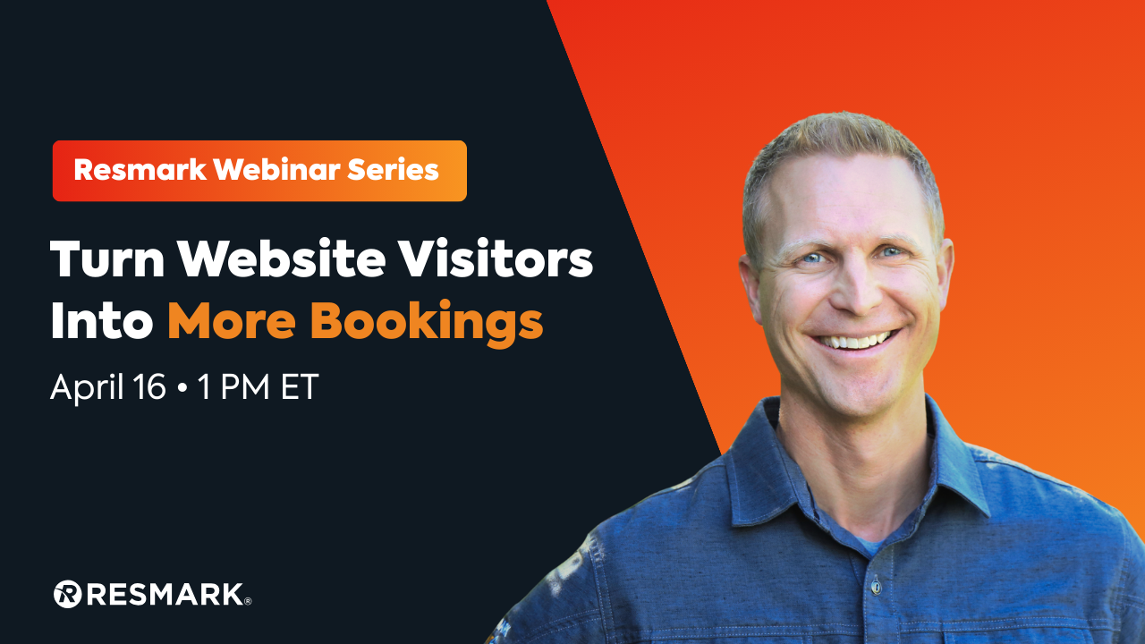 Resmark webinar promotion with a smiling person, title 