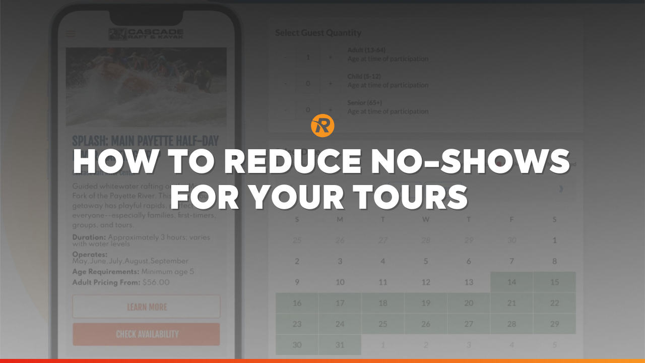 a blog thumbnail with white text and on the background is an image of a tour operator booking system