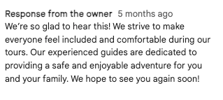 positive response for a google review