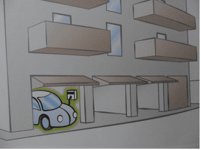 disegno ricarica elettrica auto in garage