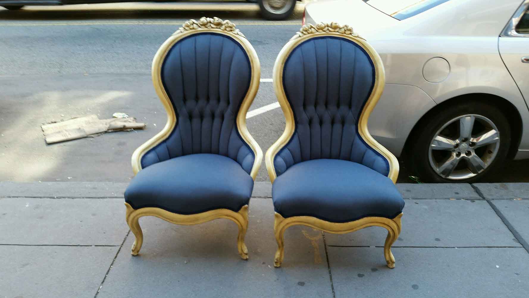 Two Blue Upholstery Chairs — Jersey City, NJ — J. Jammal Upholstery & Decor