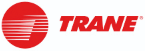 Trane logo: Red circle with lines, followed by the word "TRANE" in red.