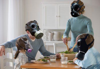 Family Wearing Gas Mask — St. Charles, MO — Missouri Furnace & Air Conditioning