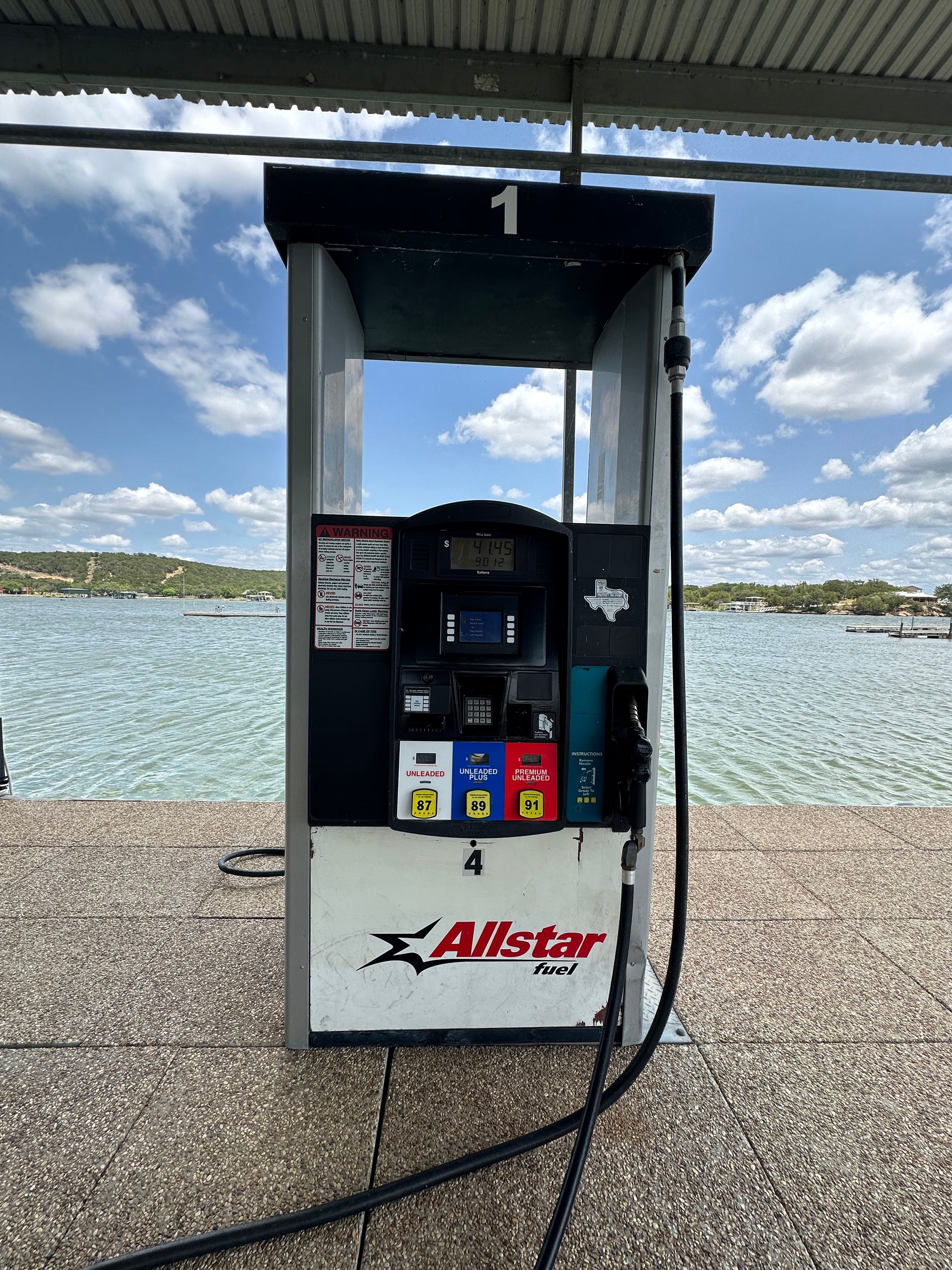 A gas pump with the number 1 on it