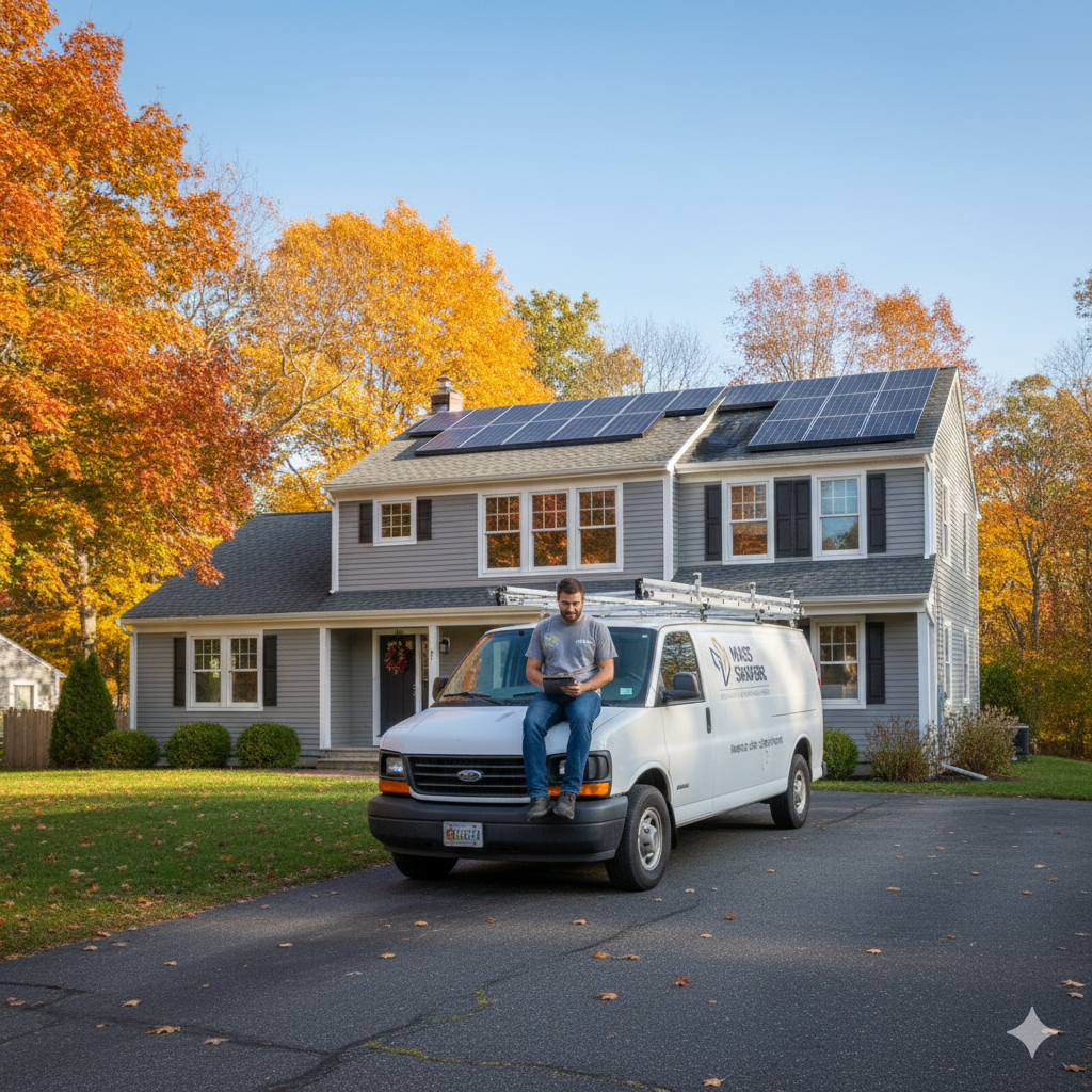 Insulation inspection as part of a residential energy audit in Dracut, MA.