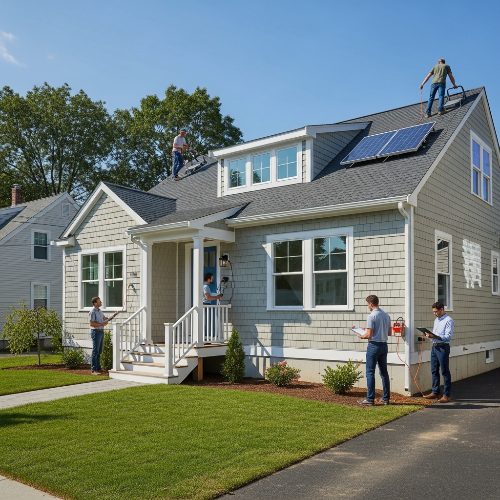 Homeowner discussing energy efficiency improvements during an audit in Dracut, MA.
