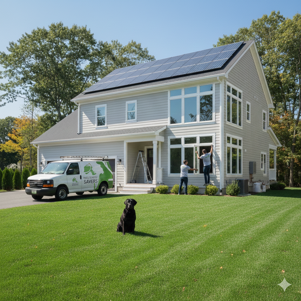 Energy audit technician conducting a home energy assessment in Dracut, MA.