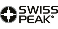 SWISS PEAK logo in black and white with a cross icon inside a circle
