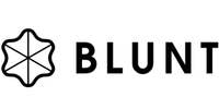 Black star-like logo next to the word “BLUNT” in bold black letters on white background