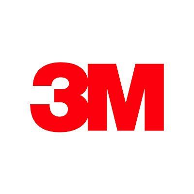 El logotipo de 3M es rojo y blanco sobre un fondo blanco.