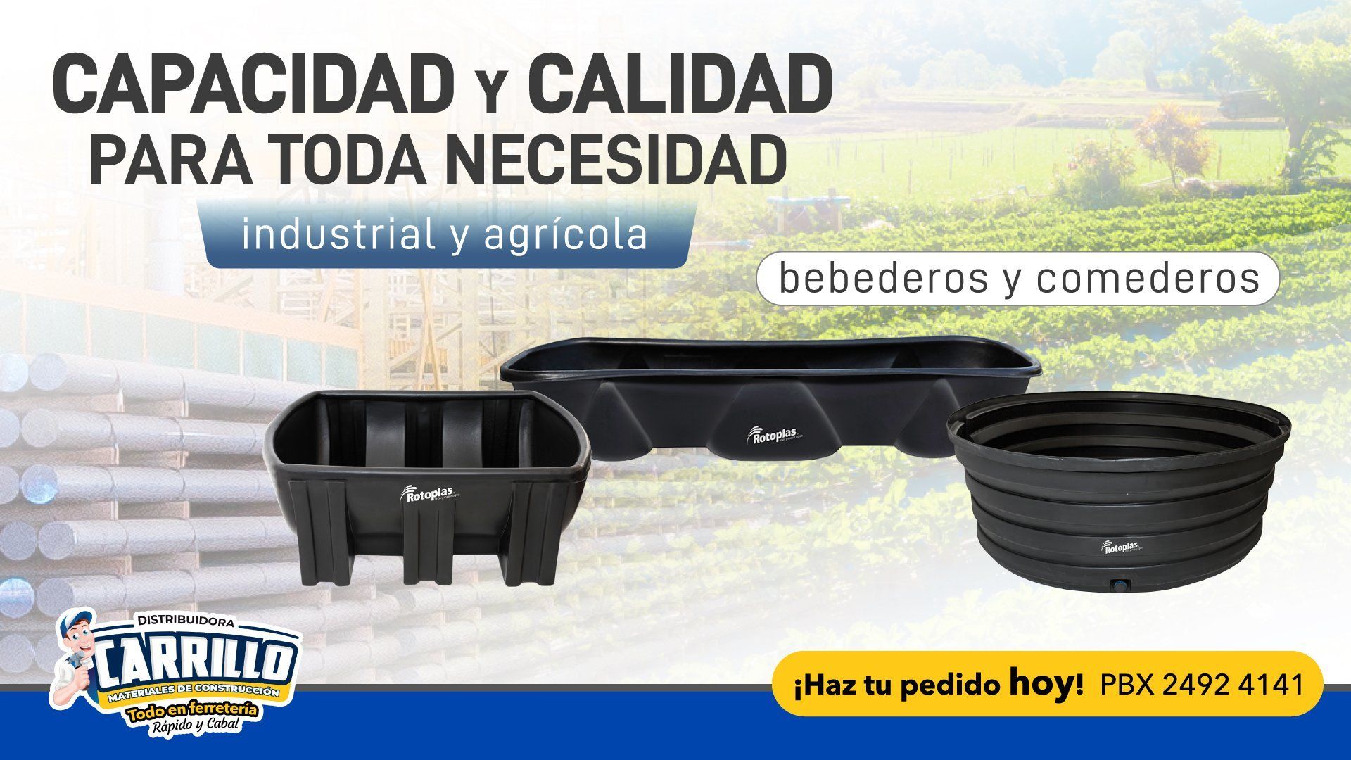 An advertisement for capacidad y calidad para toda necesidad