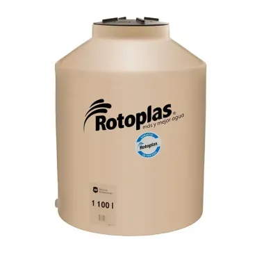 Un tanque de agua rotoplástico de color canela sobre un fondo blanco.