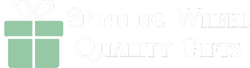 Logo with a spinning wheel, to describe the gift shop.