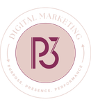 A logo for a company called P3 digital marketing