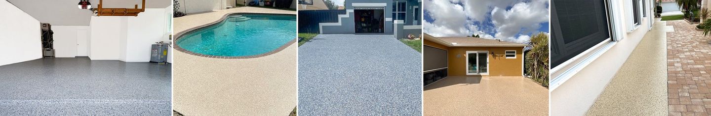 A collage of pictures of different types of concrete floors.