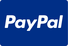The paypal logo is on a blue background