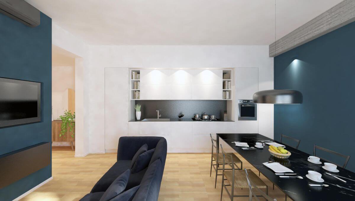 progetto render interno casa e cucina saad roma srl